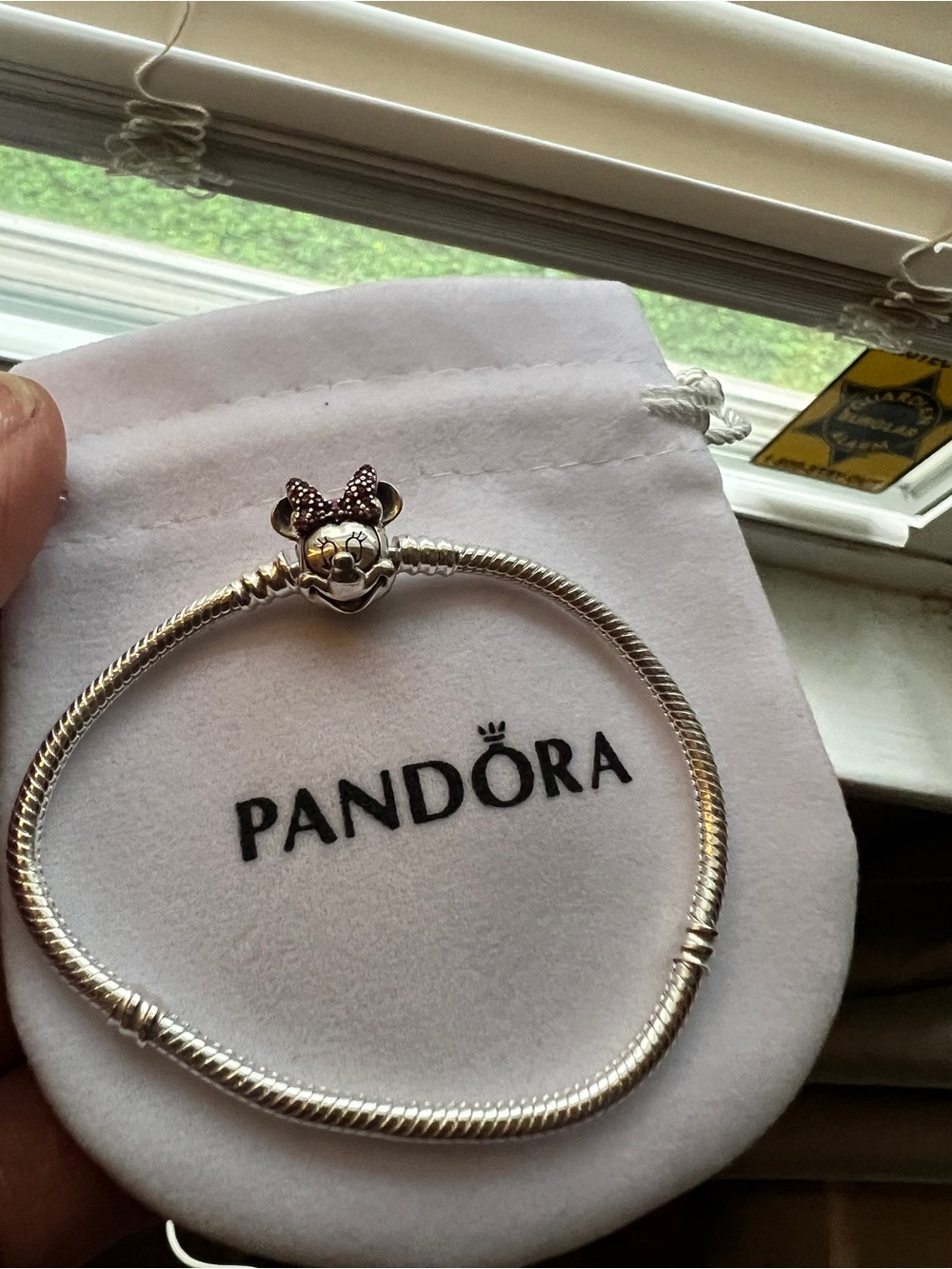 Pandora Silver Bracelet with Minnie Mouse Clamp.